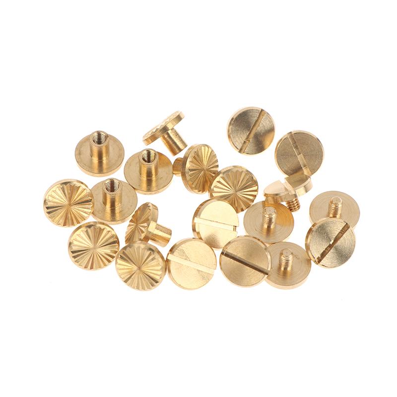 New! 10pcs Solid Brass Binding Chicago Screws Belt Screw Nail Stud Rivets For Photo Album Leather Craft Belt Wallet Fasteners