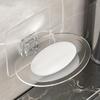1/2 Pack Transparent Punch-Free Wall Soap Holder Draining Soap Tray Practical Bathroom Kitchen Gadget
