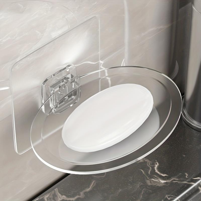 1/2 Pack Transparent Punch-Free Wall Soap Holder Draining Soap Tray Practical Bathroom Kitchen Gadget
