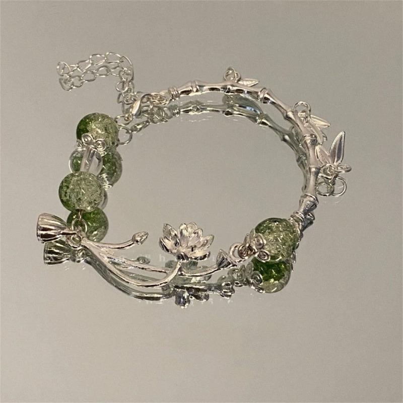 Summer Fresh and Cool Forest-themed Green Crystal Butterfly Ethereal Crystal Bracelet - A Niche Item