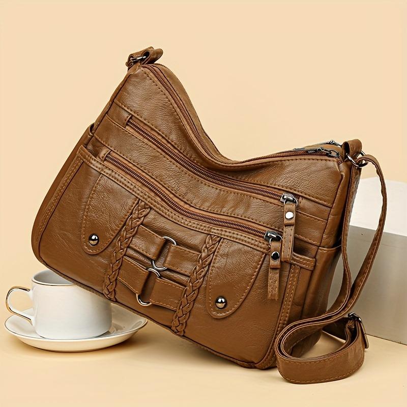 Women's Faux Leather Multi-pocket Crossbody Bag