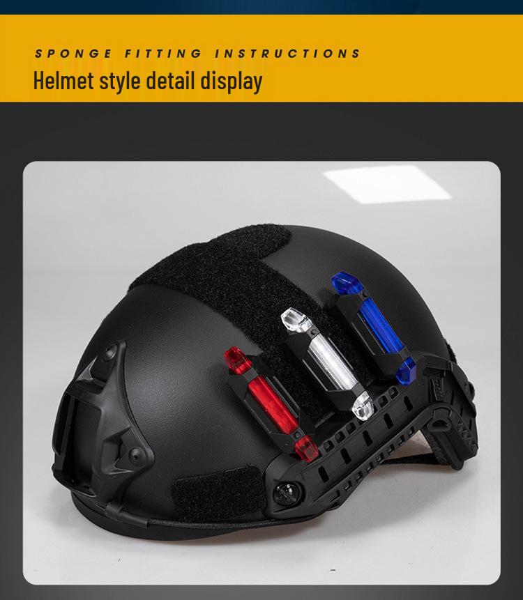 Rechargeable LED Tactical Helmet Light, Colorful Detachable Strobe In Red and Blue.
