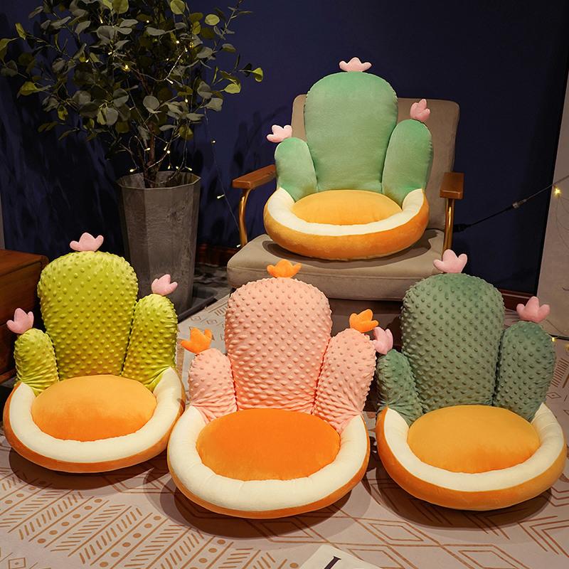Bai Fen Bai Dolls And Toys Unisex Green Cactus Seat Cushion Plush Toy Chair Waist Cushion Bedroom Bay Window Tatami Futon Pillow Seat Cushion