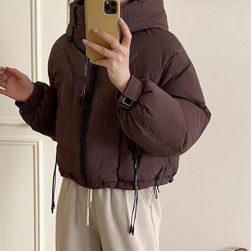Hooded small down jacket women's 2024 winter fashion short design sense zipper thickened white duck down bread jacket