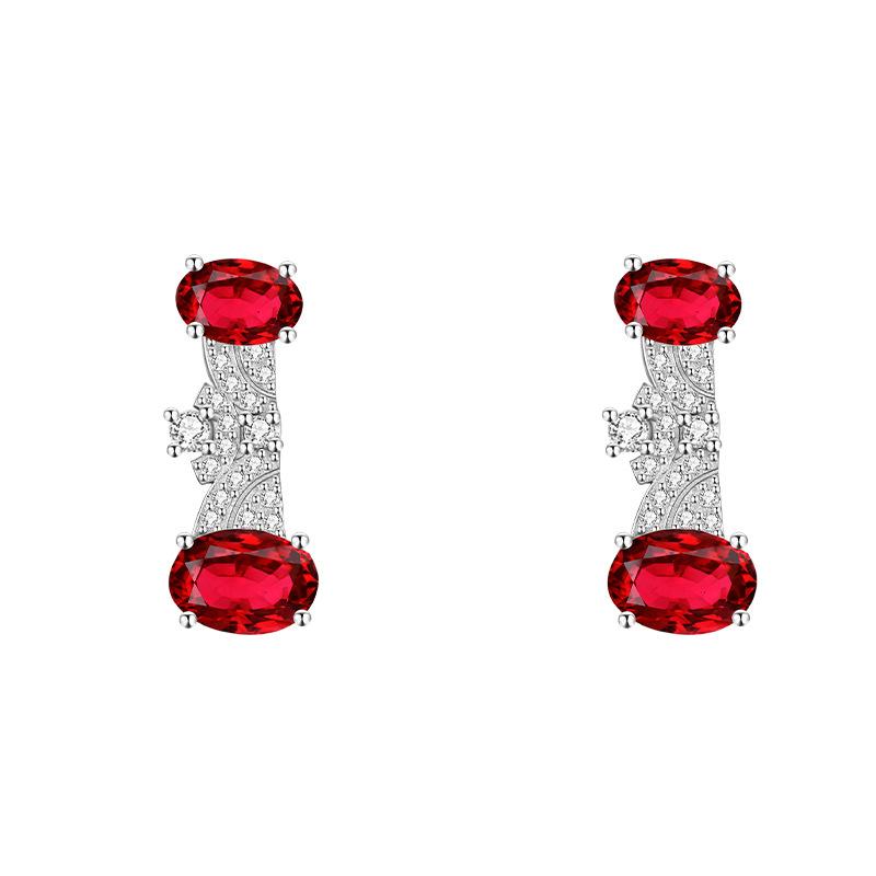 

Natural colored treasure long stud earrings S925 sterling silver inlaid crystal stone peridot light luxury commuting versatile gift earrings 925 silver