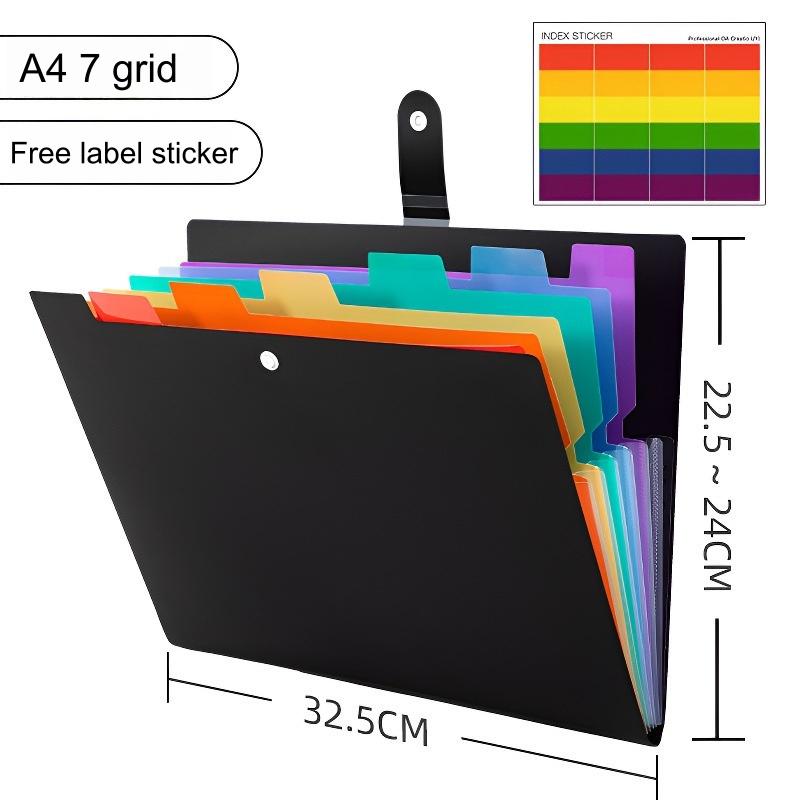 7 Pocket Accordian File Organizer, Expanding File Folder with Labels, Plastic Expandable File Folder for Documents Letter A4 Folder 7 Pocket