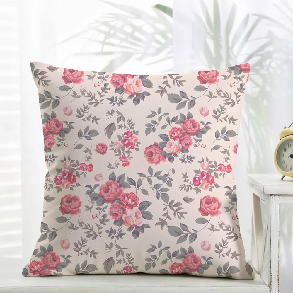 

Simple Warm Daily Cozy Pink Rose Cushion Cover Daily Washable Linen Pillowcase Soft for Sofa Bed Home Room Decor 30x30cm