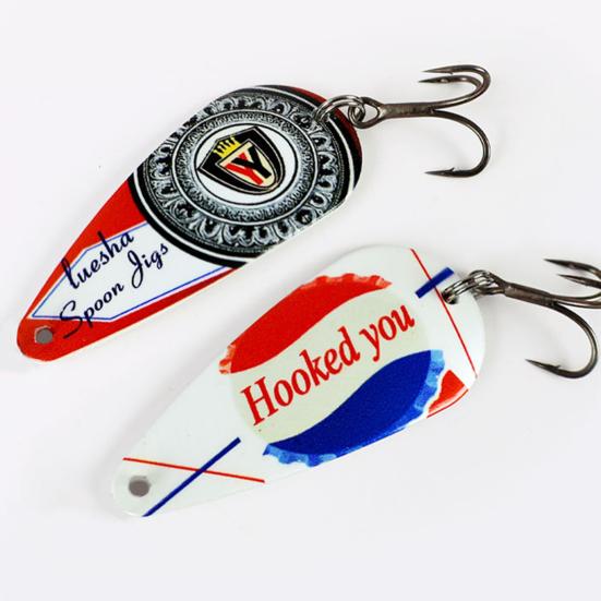 5Pcs 5.7CM/13G Metal Spinner Blade Lure with Hook Hard Spoon Spinnerbait Rotating Sequin Bait Saltwater Freshwater Walleye Bass Fishing Accessories