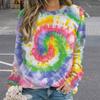 Spring and Autumn New European and American Personalized Tie Dyeing 3D Printing Fashion Trend Round Neck Long Sleeve Hoodie