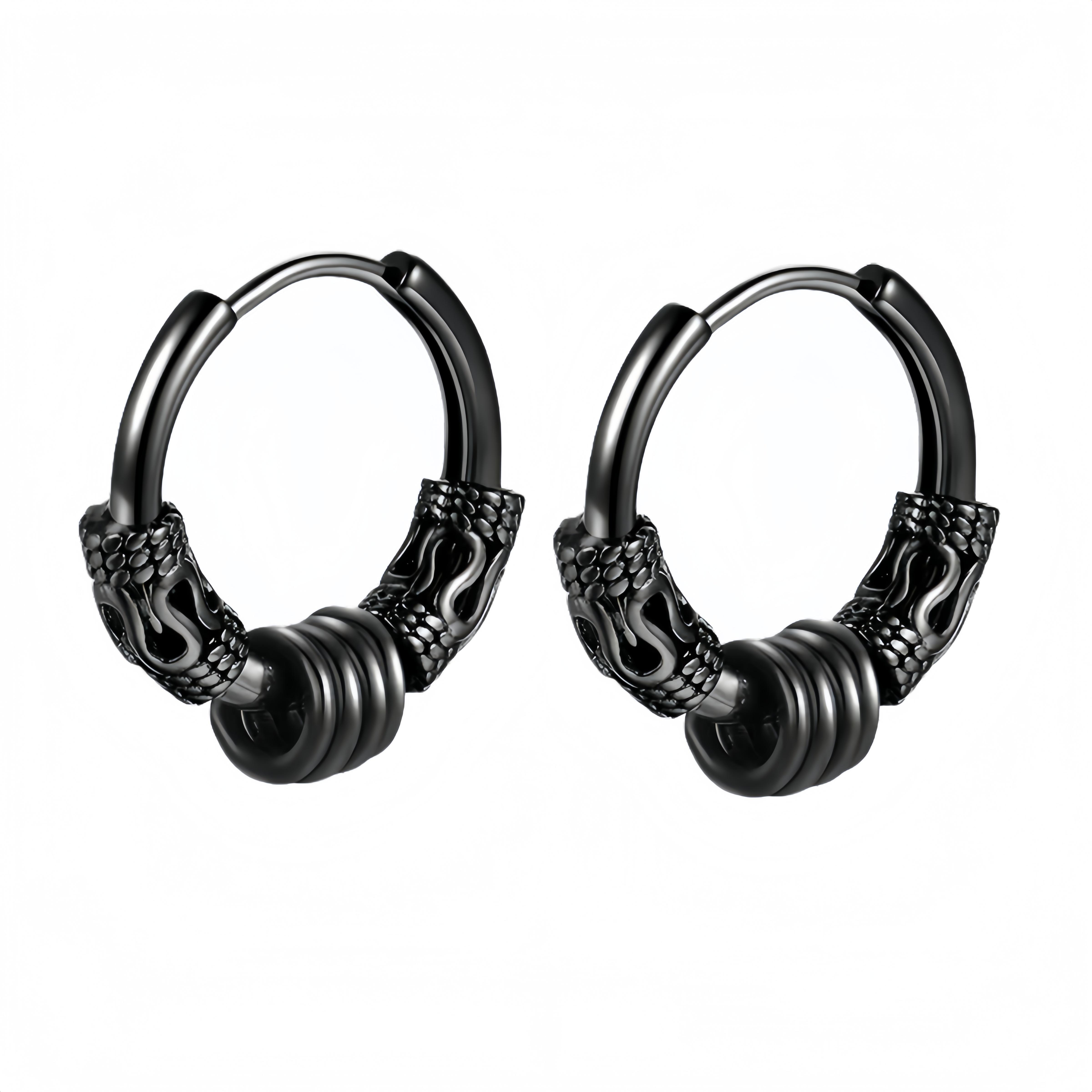 

1 Pair Men s Round Stainless Steel Piercing Hoop Earrings Black Goth Punk Daily Korean Style Women s Trend 2025 Fashion Jewelry