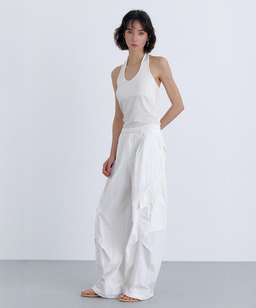 CLO'ET Curve Line Cargo Pants + White