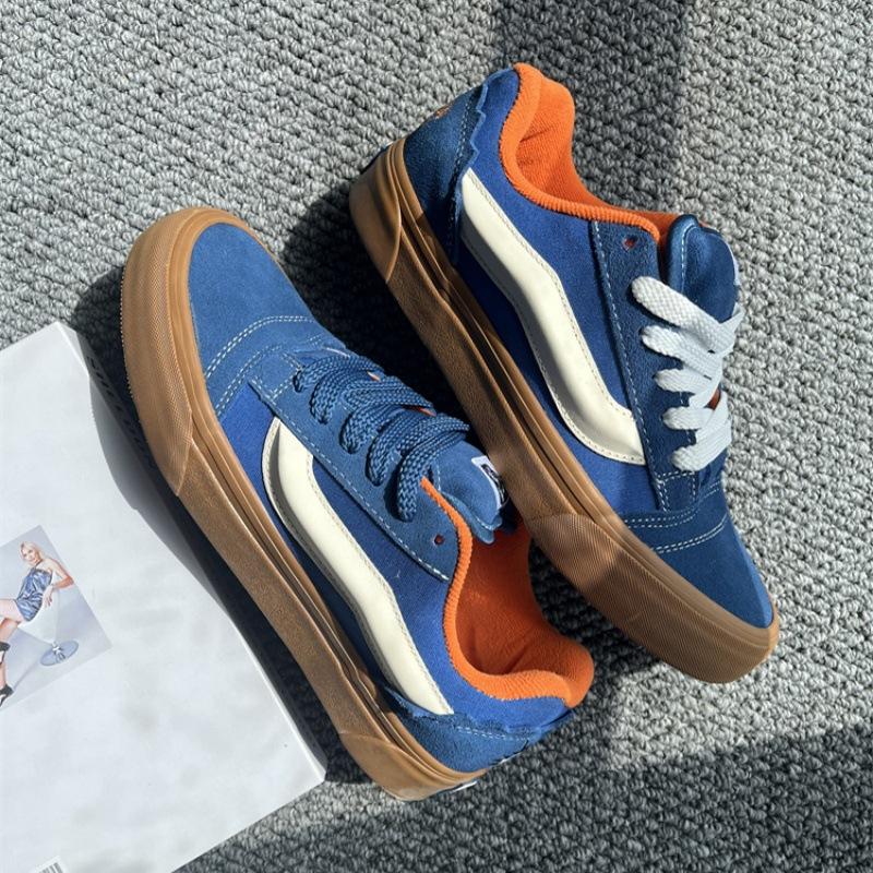 Nieuwe knu skool borduurwerk gezamenlijke naam kleine blauwe oranje koffie zool dik brood schoenen retro casual board schoenen