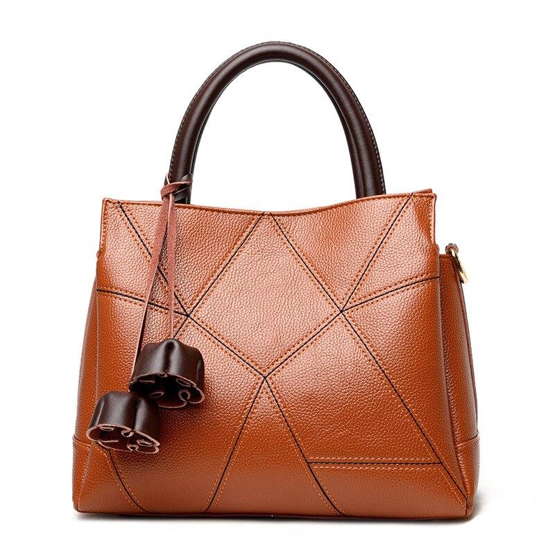 Johnature Luxury Handbag Fashion Large Capacity Women Bag Soft Leather Casual Tote Solid Color Shouler Messenger Bags