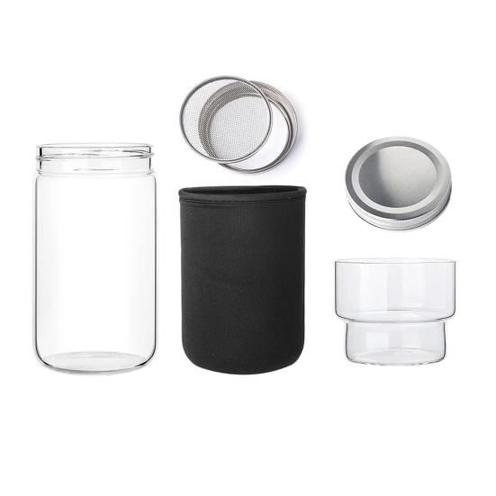 Sprouting Jar Kit, Wide Mouth Glass Jar with Sprout Lid, Blackout Sleeve, Plant Sprout Growing Kit for Home Gardeners Vegan Diets