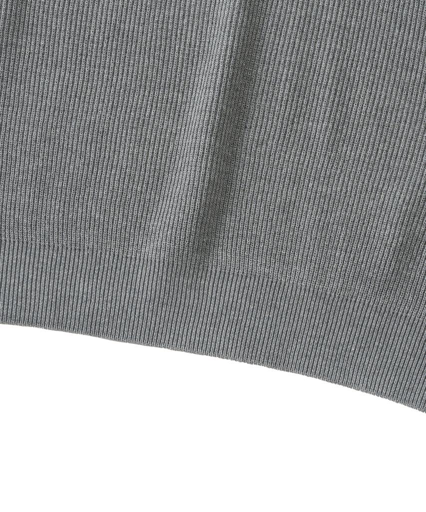 ANALOG MOOD Hacci Button-Up Collar Short Sleeve Knit (Gray)