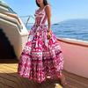 2026 Floral Print Sleeveless Smocked Waist A-Line Maxi Dress With Ruffle Hem Women