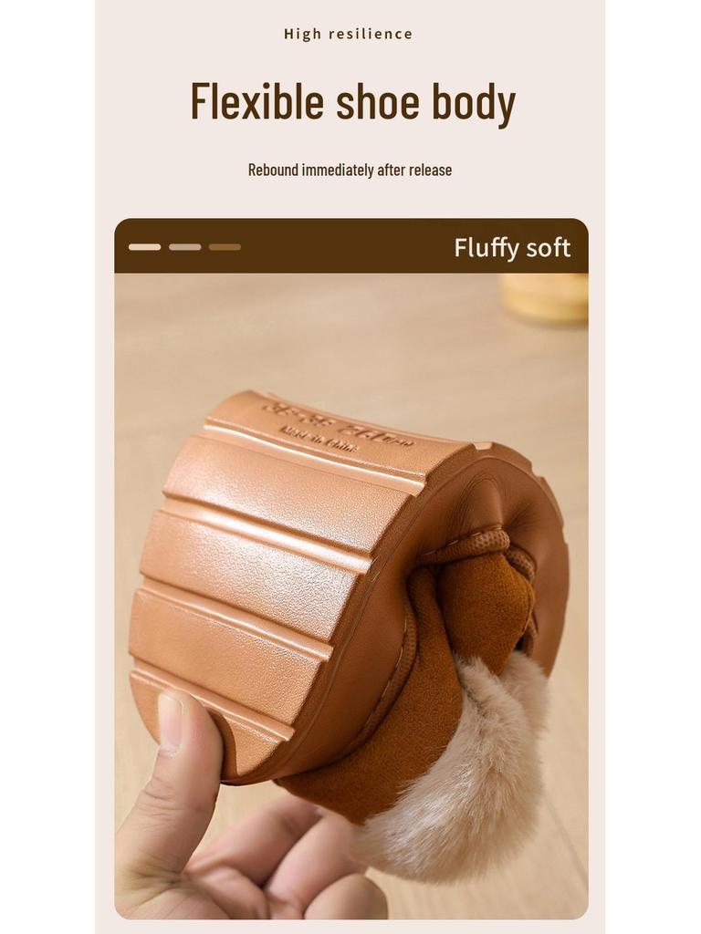 Men's Suede Cotton Fur-Lined Slippers & Women's EVA Anti-Skid Snow Boots