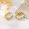 18K Gold U-shaped Geometric Earring Hoops with Zirconia Earring Backs - European & American Fashion