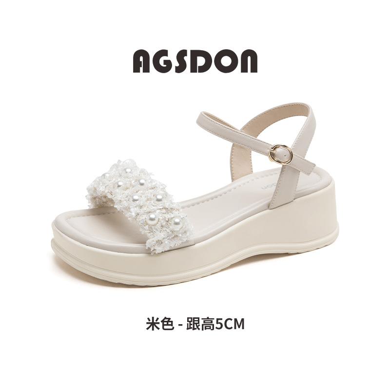 Augustine sandals women's 2025 new summer wear white small fragrant wind thick sole one pedal fashion cool slippers