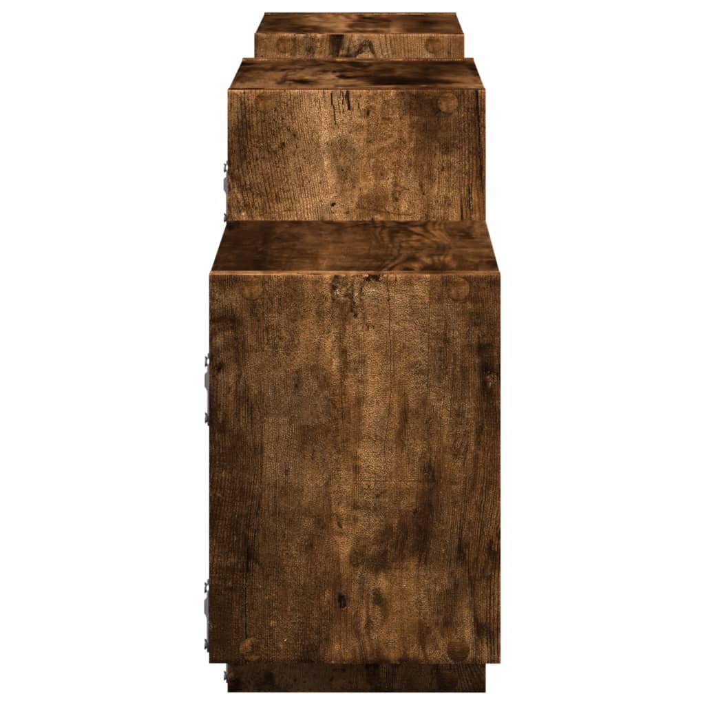 Wall Shelf Smoked Oak 129 x 18 x 42 cm Wood Based Material