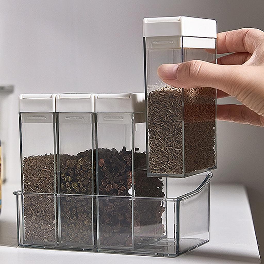 4 ks krabičky na koření, těsně uzavřené, průhledné, sůl, cukr, koření, nádoba na kuchyňské koření