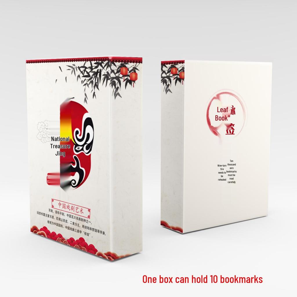 Peking Opera Mask Bookmark Set: Chinese Style, Creative Leaf Design, Perfect for Classmates and Female Students – Great Birthday Gift.