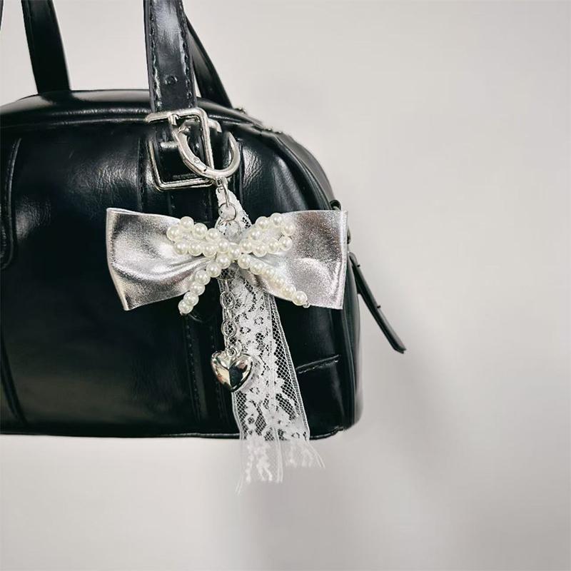 Ballet Bow Keychain Heart Charm Pendant Keyring Jewelry For Girl Women Gift Bag Decoration Jewelry Accessories