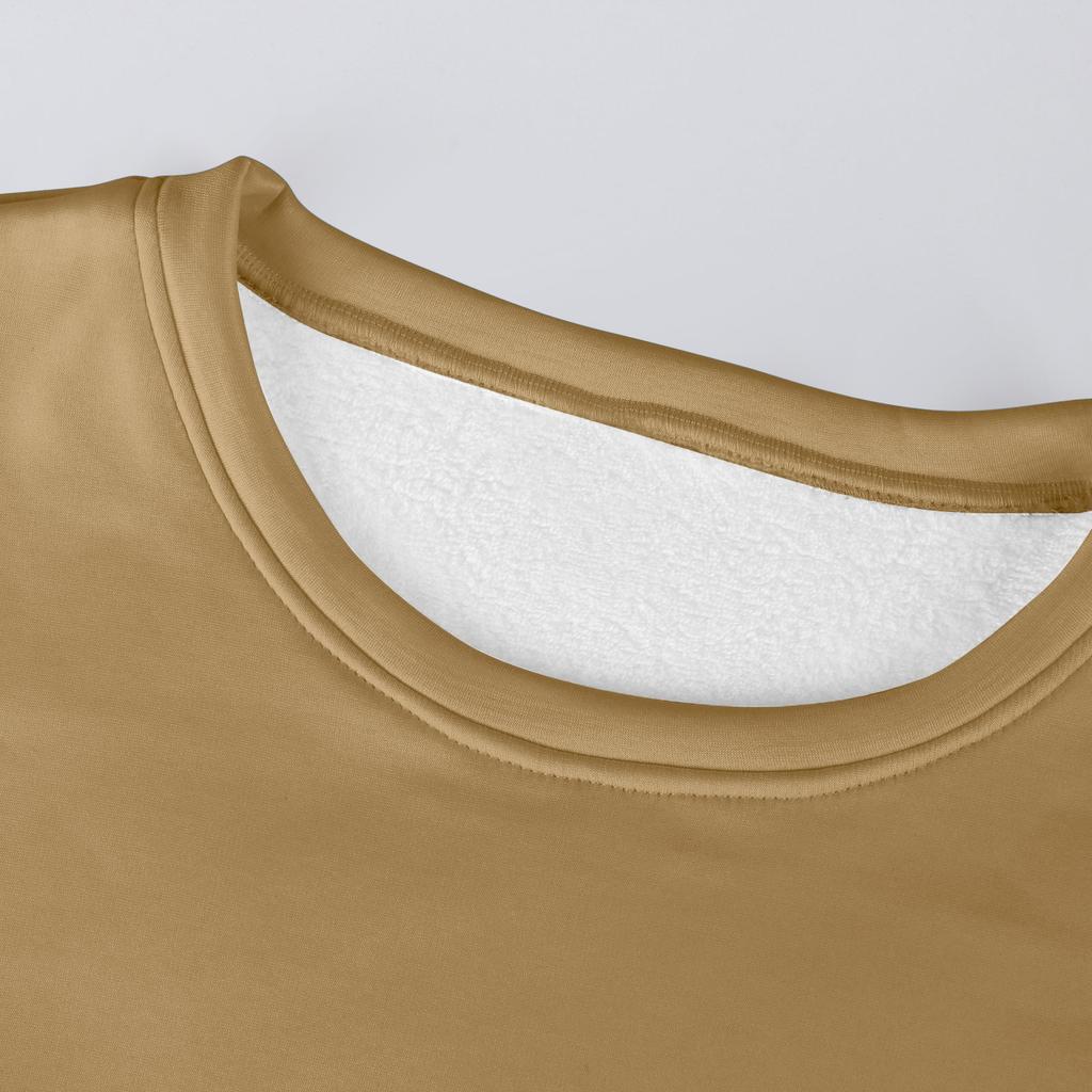 Dámský ležérní módní pulovr s kulatým výstřihem, zimní jednobarevná plyšová mikina