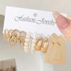 10Pcs Exaggerated Geometric Block Drop Earrings Korean Imitation Zircon Hoop Earrings Set Elegant Women's Daily Party Zircon