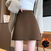 Women's Thickened Woolen A-Line Skirt - High-Waisted, Hip-Hugging, Anti-Exposure, Autumn/Winter Velvet Plus, Casual Outerwear
