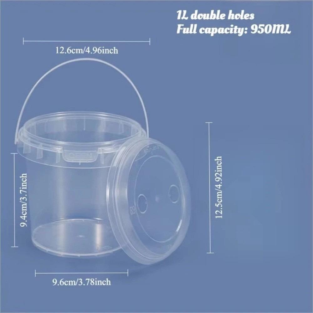 

Clear Empty Plastic Bucket Handle with Dual-hole Lid PP Jars Container Leakproof Airtight Milk Tea Barrel For Bulk Food Storage