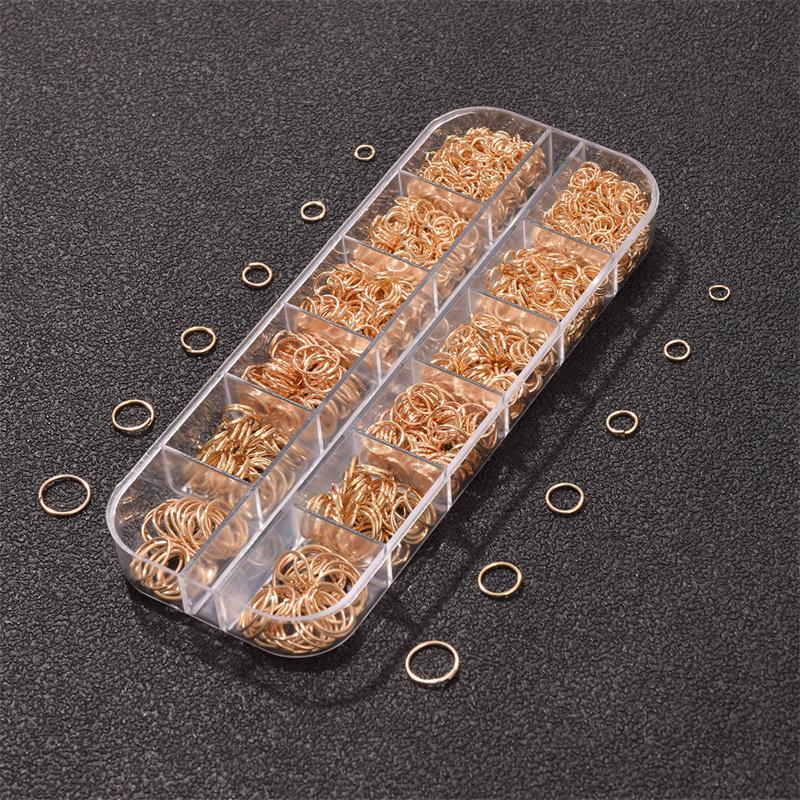 1050 Stück farbig plattierte offene Biegeringe, eine Box, 3, 4, 5, 6, 7, 8, 10 mm, 7 Farben, Spaltringe, Verbindungsstücke für DIY-Schmuckherstellung