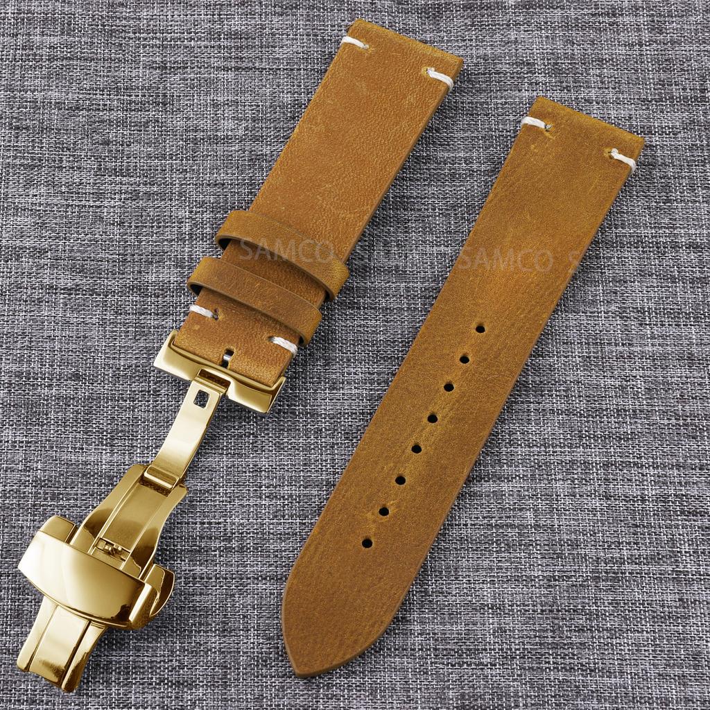 Genuine Leather Watch Bands , Vintage Top Grain Leather Watch Straps 18mm, 19mm, 20mm, 21mm, 22mm, 24mm for Seiko Citizen Orient