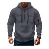 Men's Fleece Warm Hooded Sweatshirt - Chest Pocket Design, Long Sleeved Top, Energetic Style, Cold Resistant Sportswear