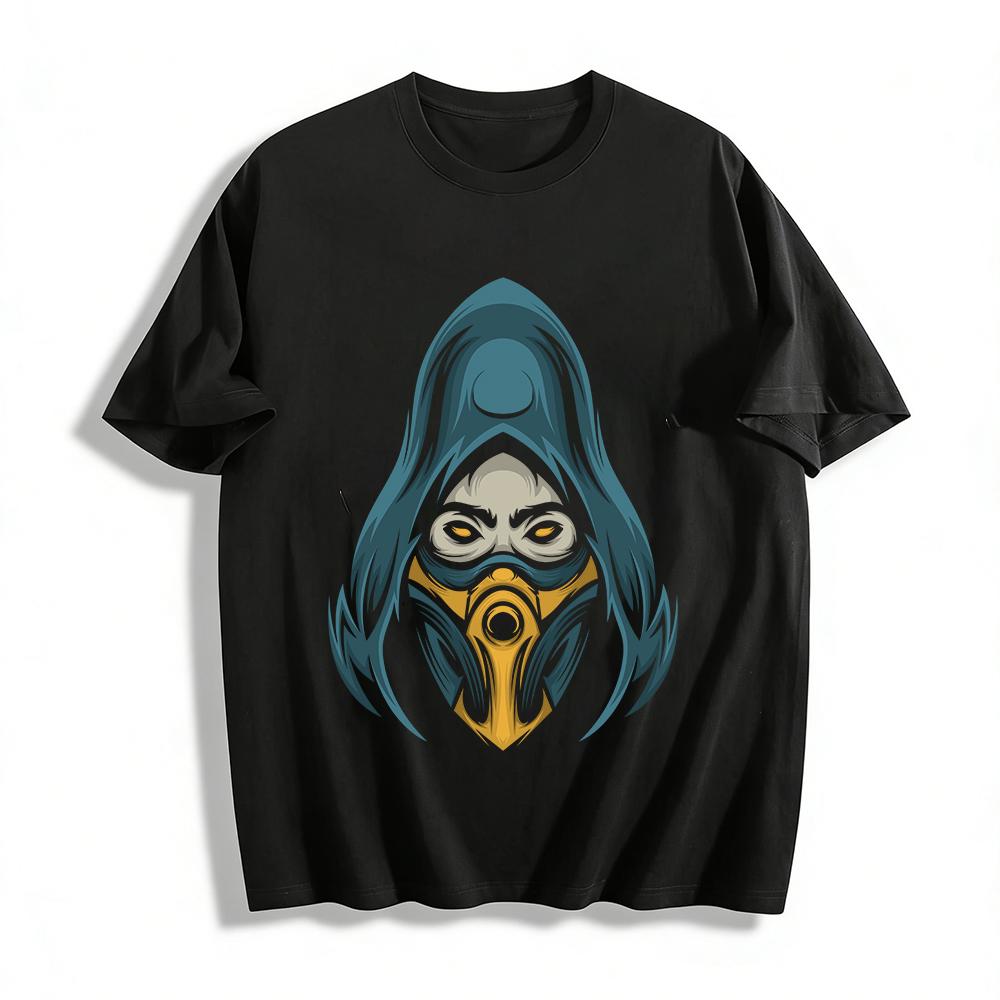 Dark Style Ninja Mask Print Trendy Cool T-Shirt Pure cotton T-shirt XXS