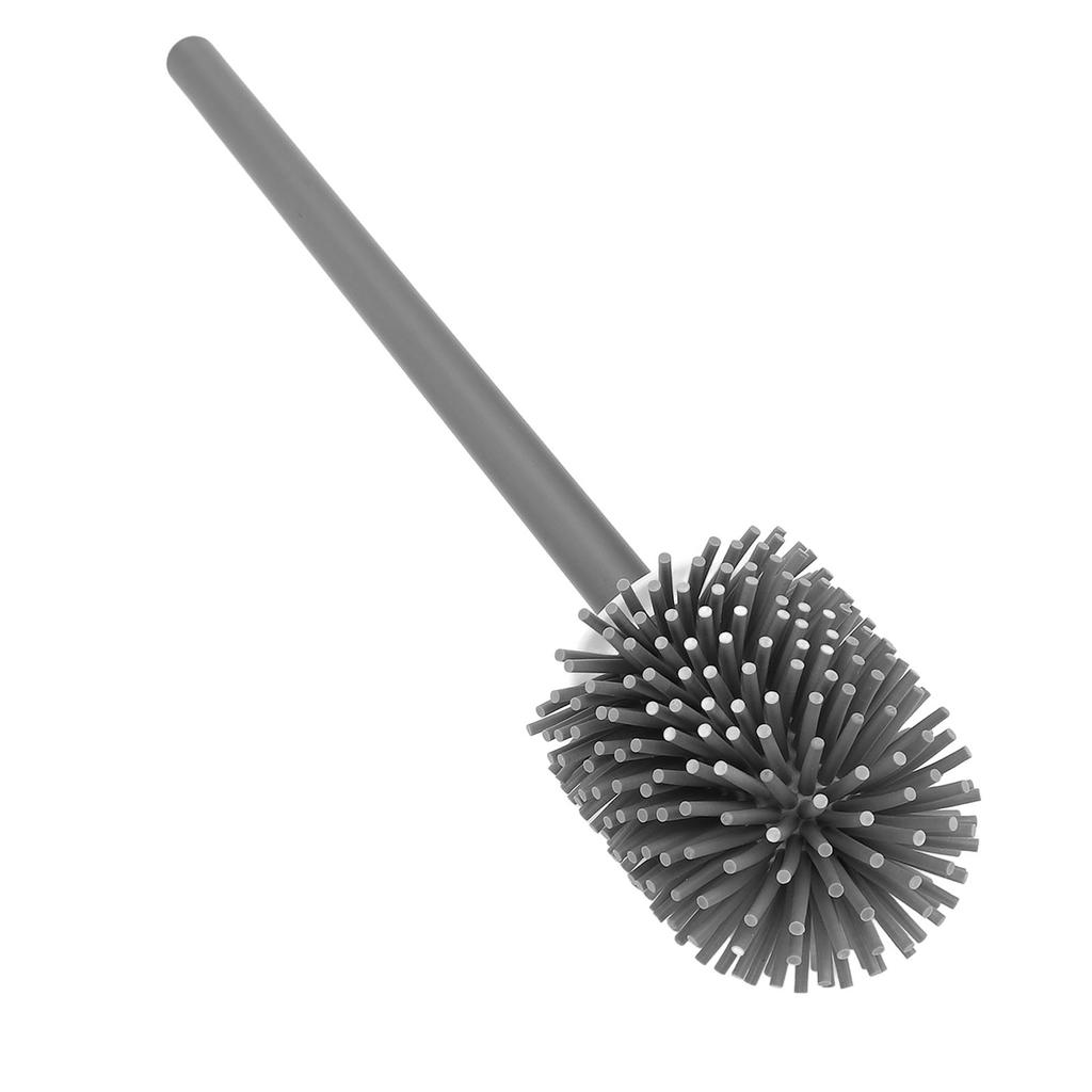 Toilet Brush with Storage Holder Aluminum Alloy Long Handle High Density Bristles Space Saving Toilet Scrubber for Home
