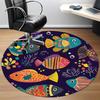 1PC Oceanarium Fishes Office Round Area Rug, Mat Suitable For Office, Under Office Chairs Bedroom Living Room Home Decor, Room Deco
