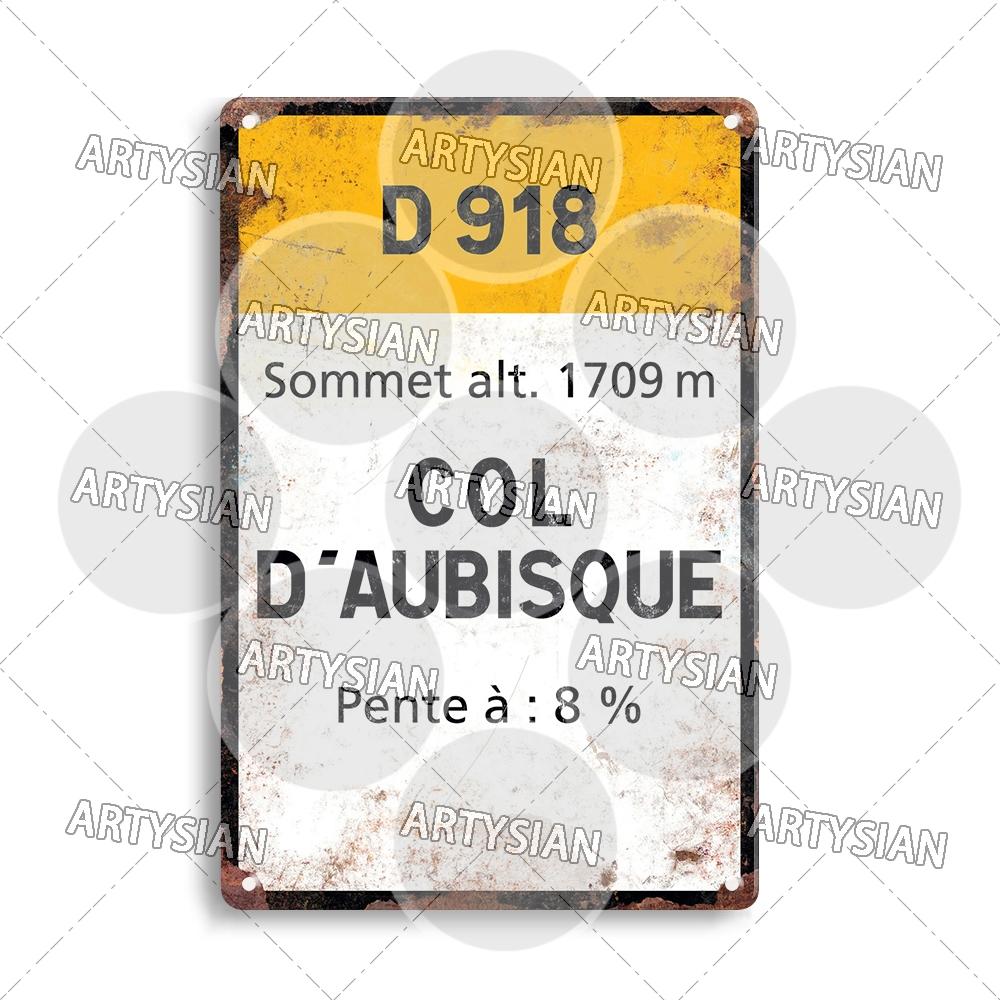 Tour de France Radrennen Radfahren Wahrzeichen Metallplakette Verkehrsschilder Österreich Italien Alpe d Huez Alto de L Angliru Poggio
