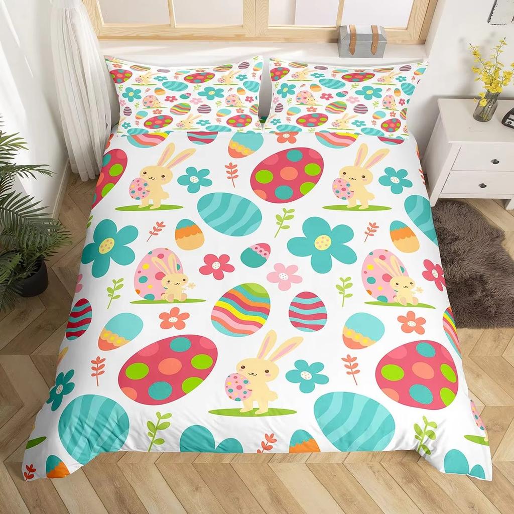 Colorful Easter Egg Down Comforter Set Bedding Set 3-piece Duvet Cover Set