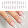 24x Almond Shape False Nail French Tip Full Cover Stick On Nail Glossy Artificial Nail Valentines Day Press On Nail