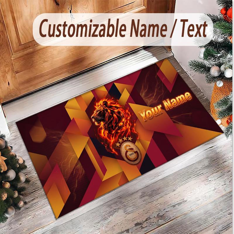 Personalized Crystal Velvet Carpet Galatasaray FC Pattern Non Slip Floor Rug