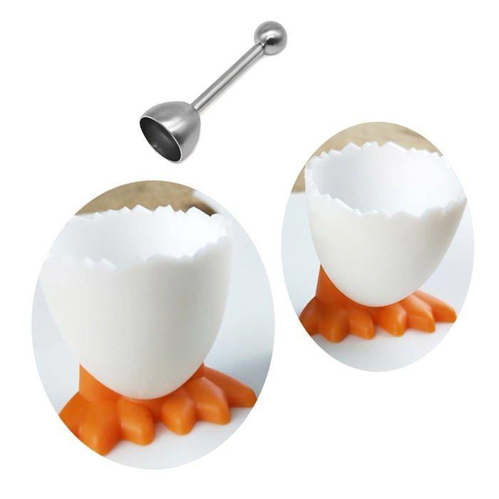 Coquetier - saijer - ensemble de 6 coquetiers - coupe-oeuf inclus - compatible lave-vaisselle - design créatif