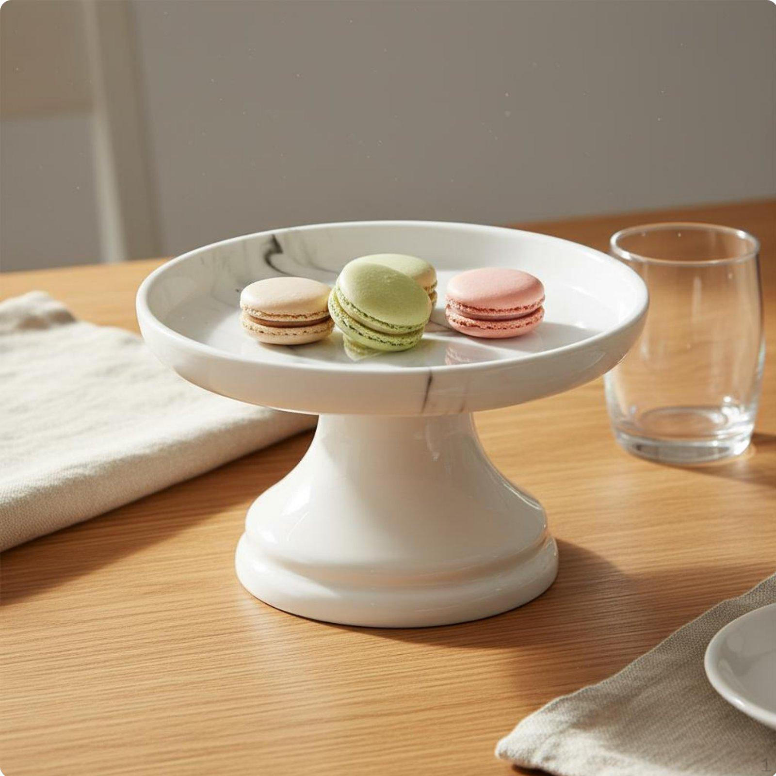 Afternoon Tea Serving Stand MultiLayer Design Marble Pattern Cake Pedestal Elegant GoldenHued Grip Gray Marble 15CM High Foot Stand