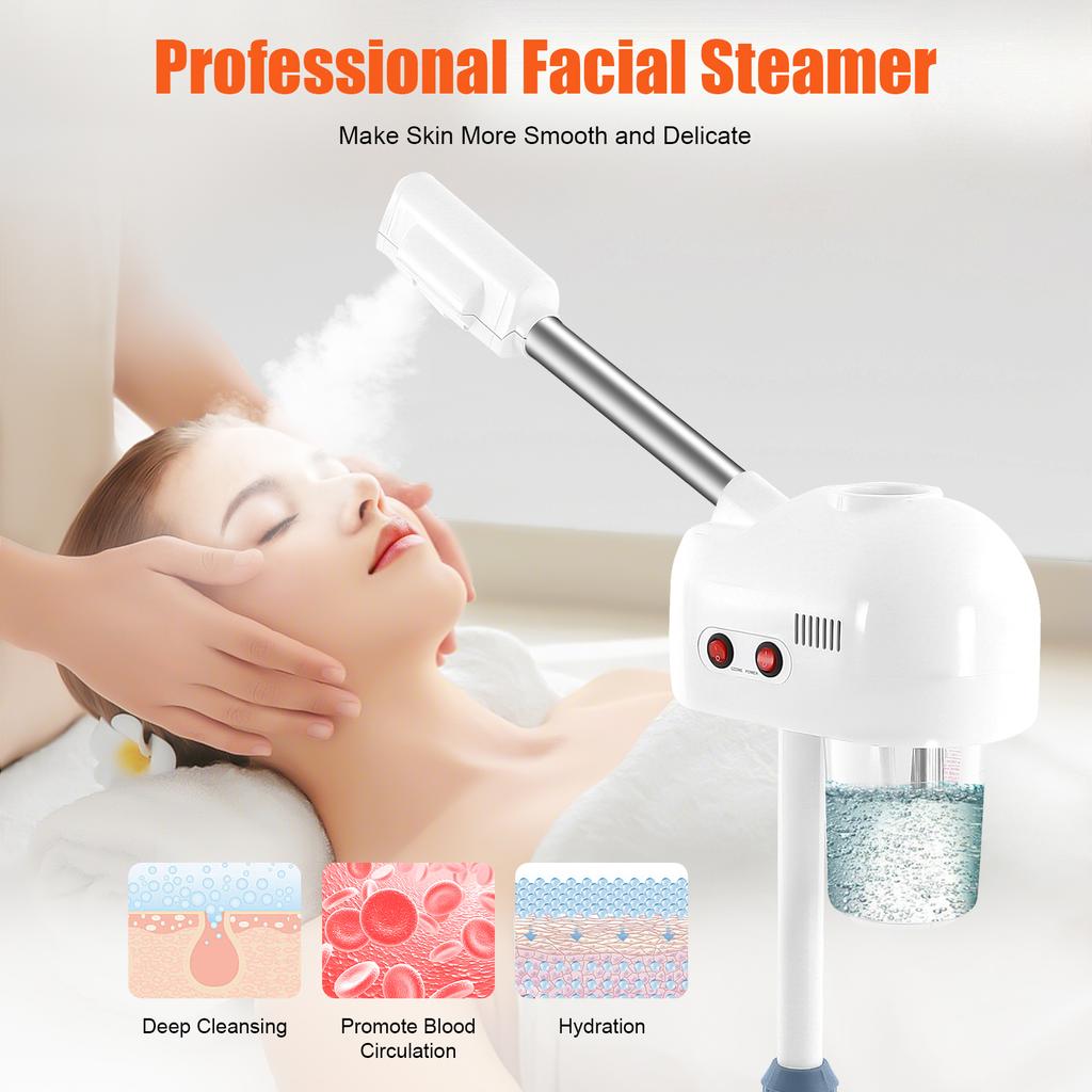Hot Ozone Face Steamer on Wheels for Facial, Professional Skin Care Equipment for Salon Beauty Mist Face Steamer for Skin Care