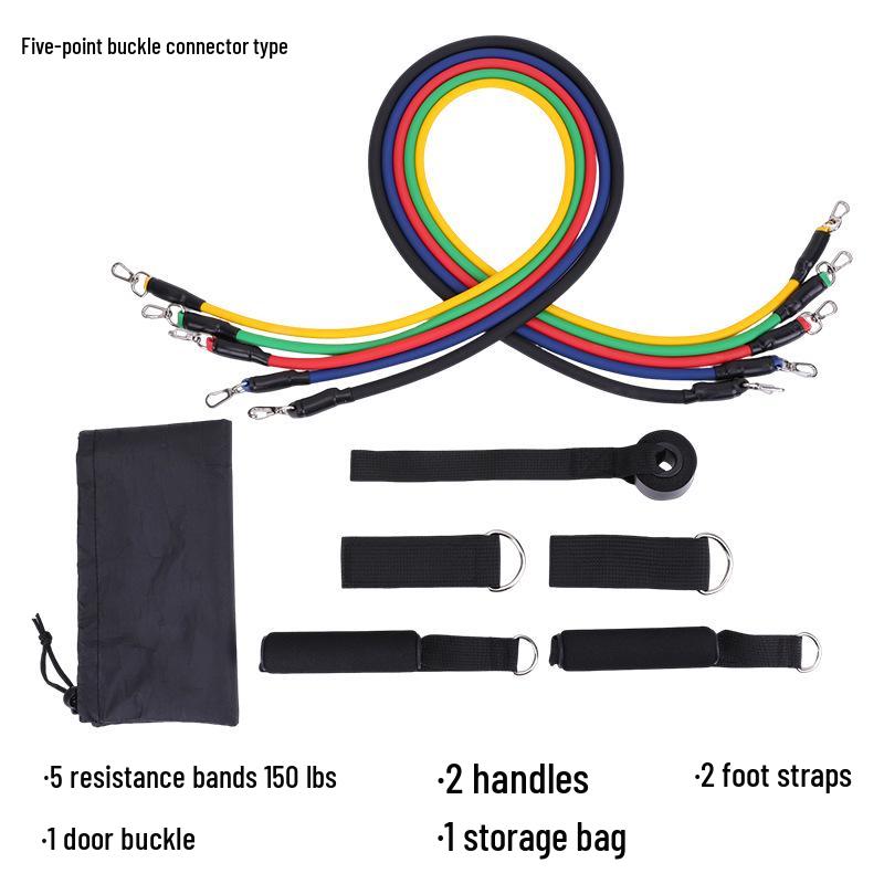 11-Piece TPE Resistance Bands Set - High Elasticity with Customizable Logo for Home Fitness