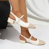 New 2025 Summer Women's Sandals Elegant Medium Heel Toe Mules Comfortable Office Women's Shoes Buckle Heels Women