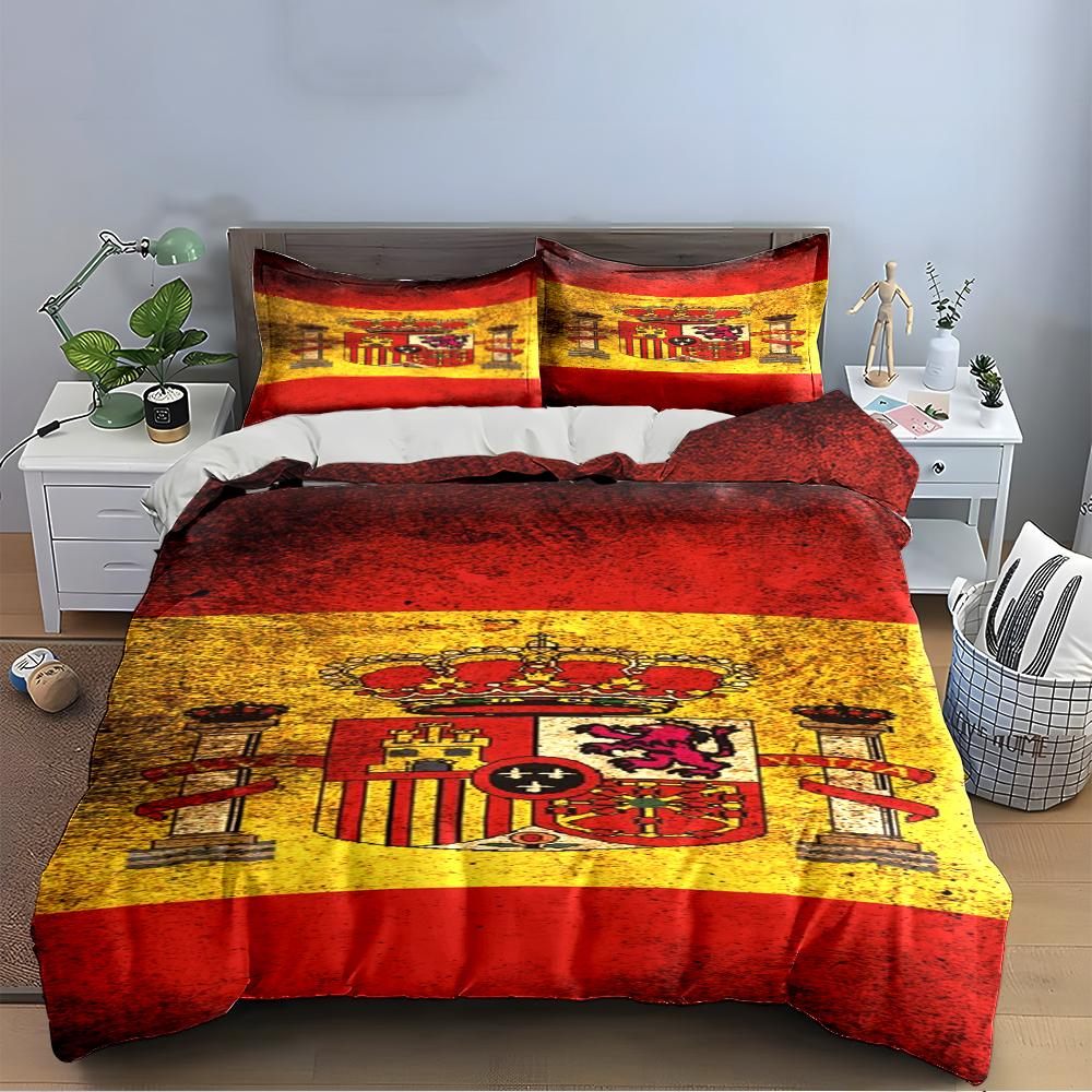 Spanish Flag Bedding Set Bedding Duvet Cover Set Duvet Cover Pillowcases Home Decor (1 * Duvet Cover 2 * Pillowcases, without duvet insert)