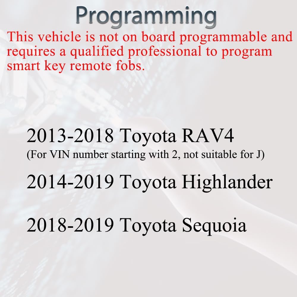Key Fob Keyless Entry Fits For 2013-2018 Toyota RAV4 / 2014- Highlander / 2018- Sequoia Remote Control Key Replacement 4 Button GQ4-52T 89070-0R100