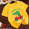 Boys Dinosaur Red Car Print Crewneck Summer Casual Sports T-Shirt