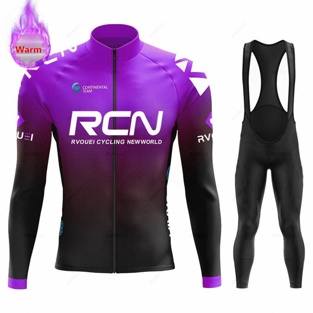 Rvouei Team Winter Cycling Set Thermal Fleece Bicycle Clothing Long Sleeve Jersey Road Bike Clothes Ropa Ciclismo MTB Uniform